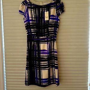 Classic LK Bennett, violet and black Ripley dress. Size US 4